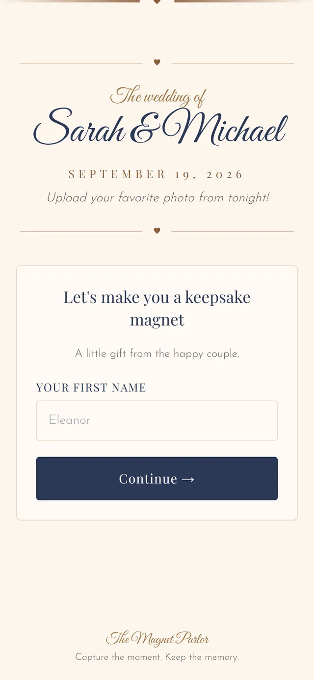 A guest opens The Magnet Parlor page on their phone after scanning the QR code