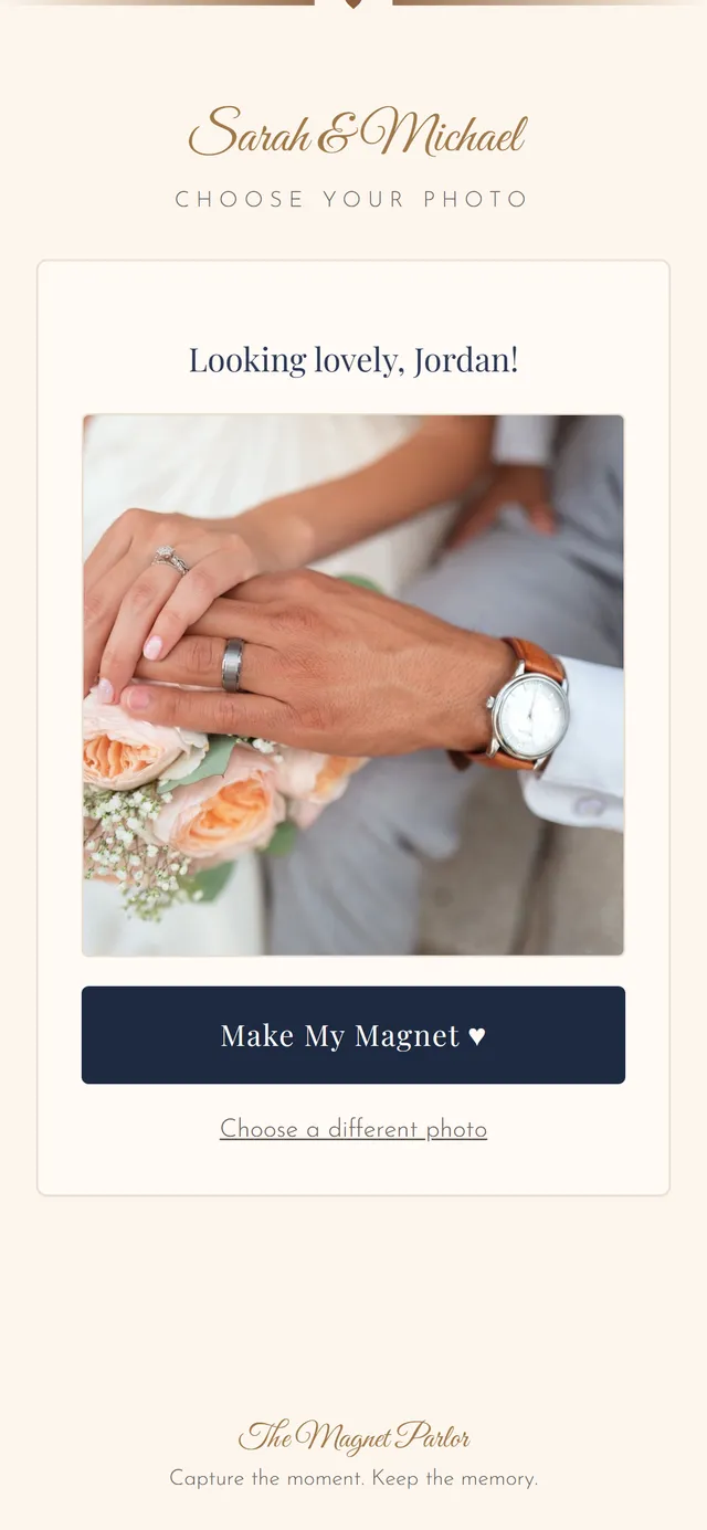 A guest's chosen photo ready to be made into a magnet